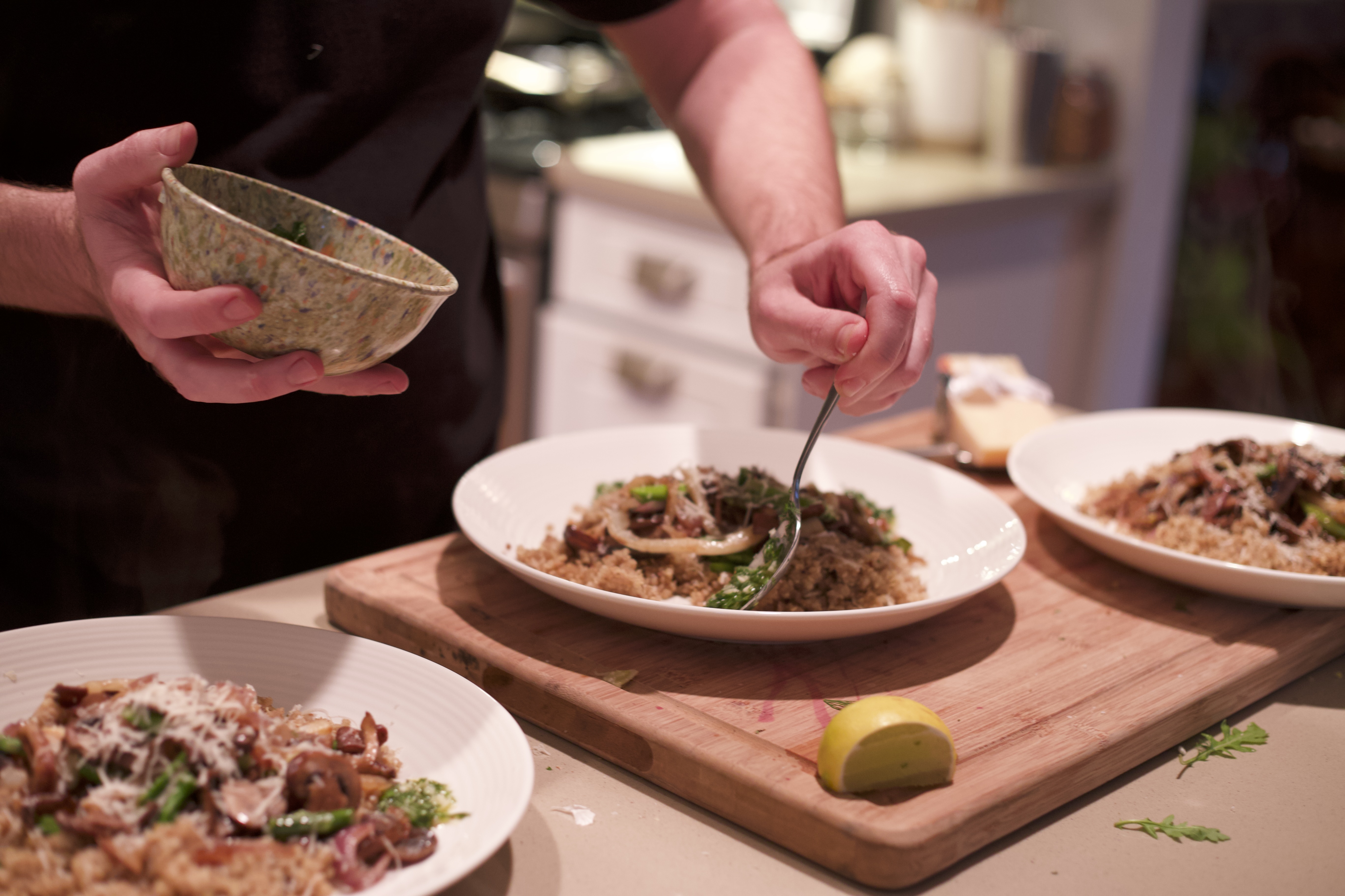 Hands-on cooking class in a home kitchen