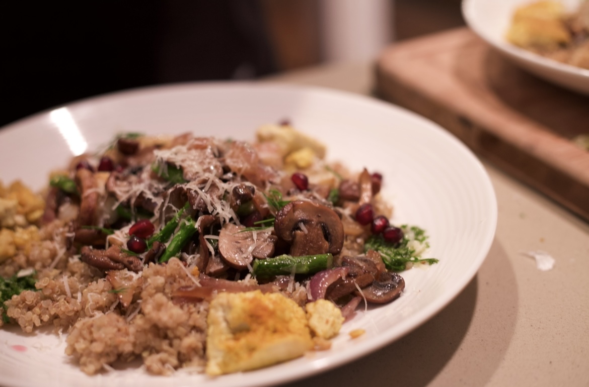 Mushroom quinoa with pomegranate